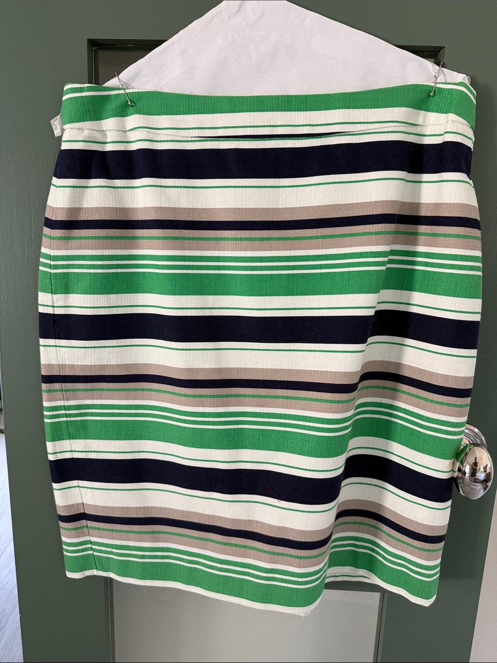 Banana Republic Striped Green and Navy Pencil Skirt